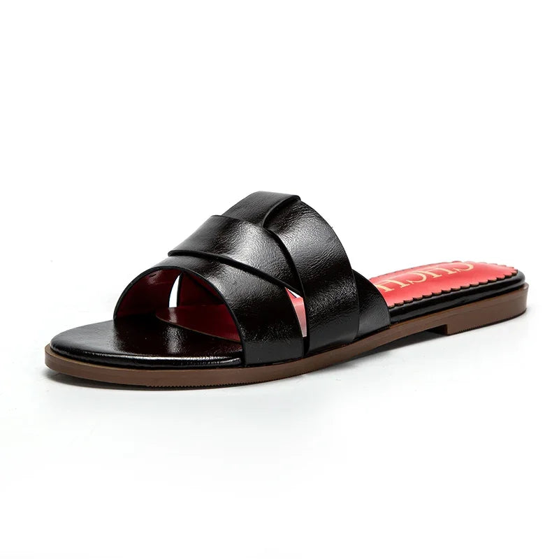 Women's Slippers Simple Cross Belt Design Beach Shoes