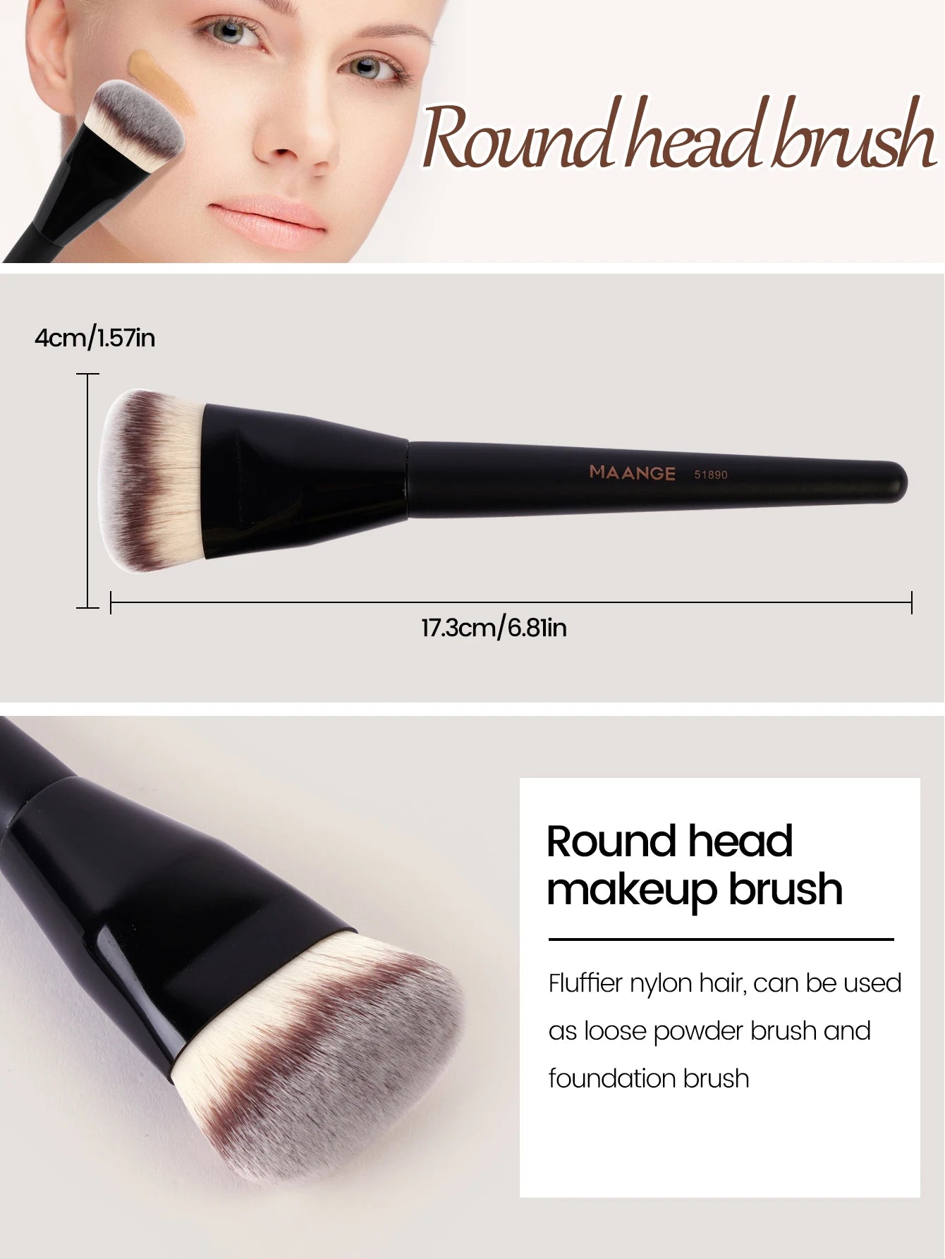 3-Piece Makeup Brush Set – Angled, Round & Flat Brushes with Soft Bristles and Case