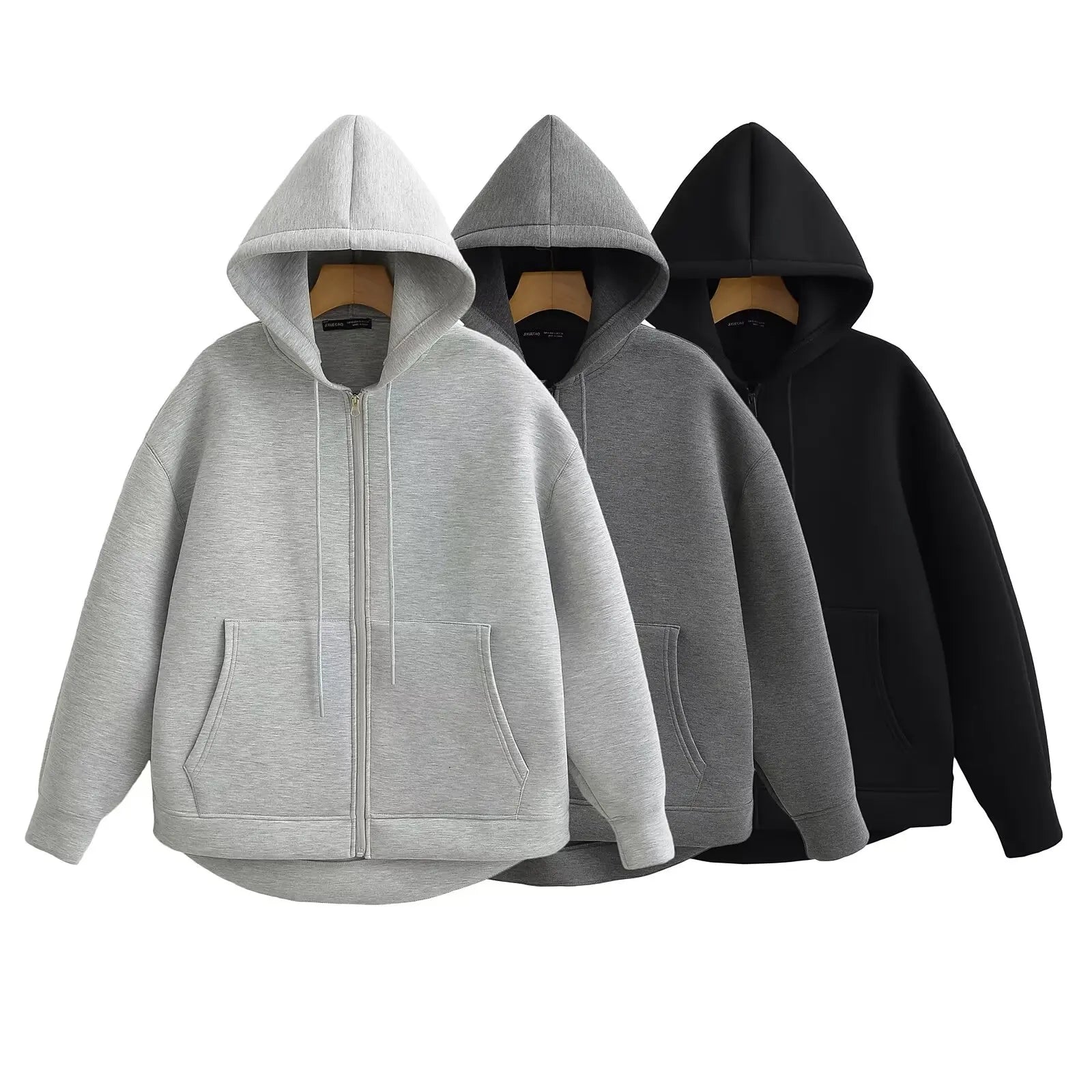 Women’s Winter Zipper Hoodie – Oversized High Street Coat with Double Pockets