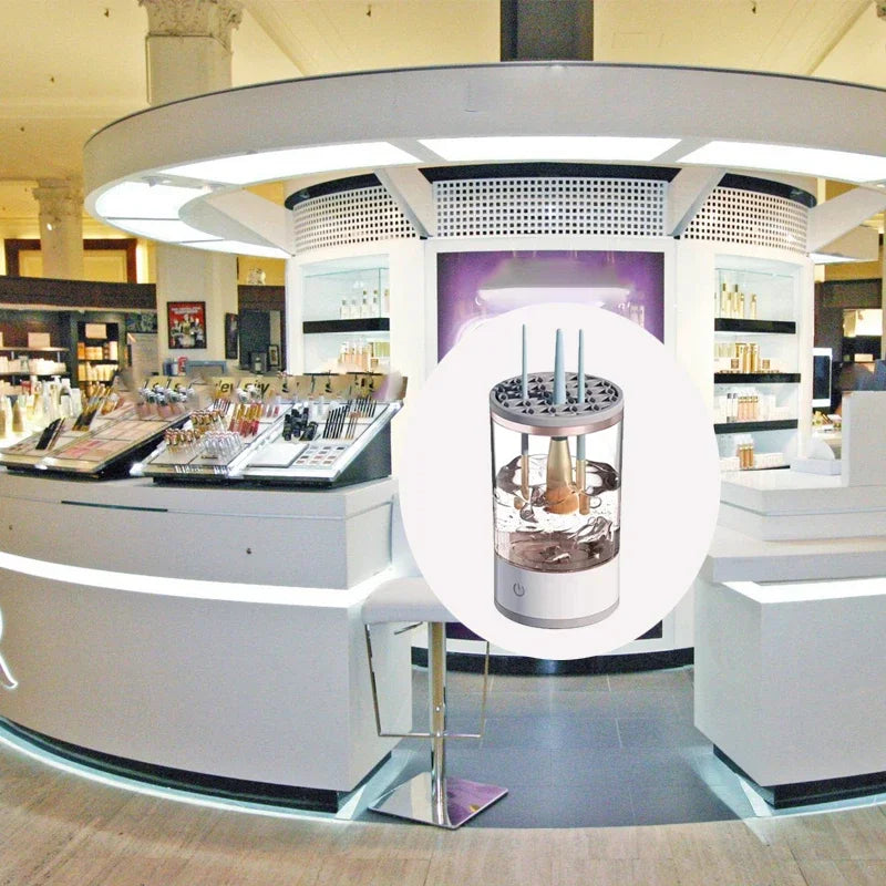 USB Electric Makeup Brush Cleaner – Portable, Quick Clean with Rubber Collar