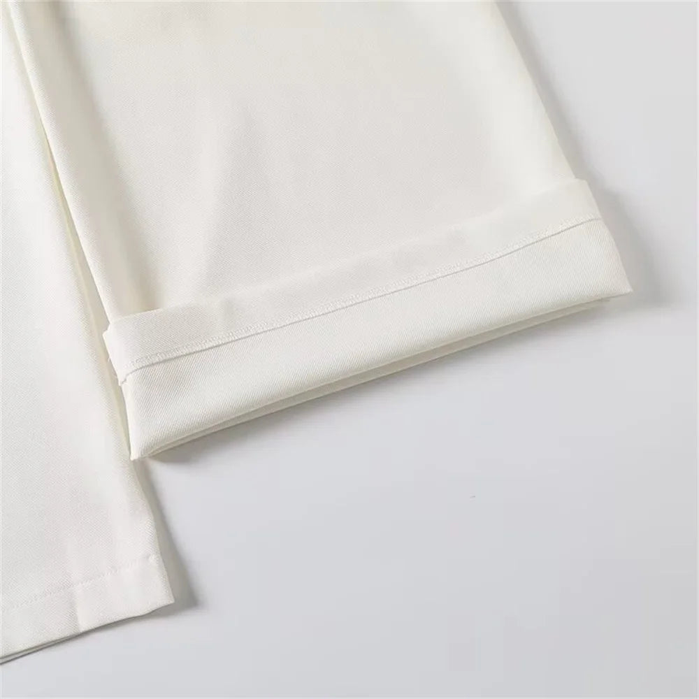 Women's versatile belt decoration long sleeved suit jacket new fashionable high waisted pleated pants casual pants