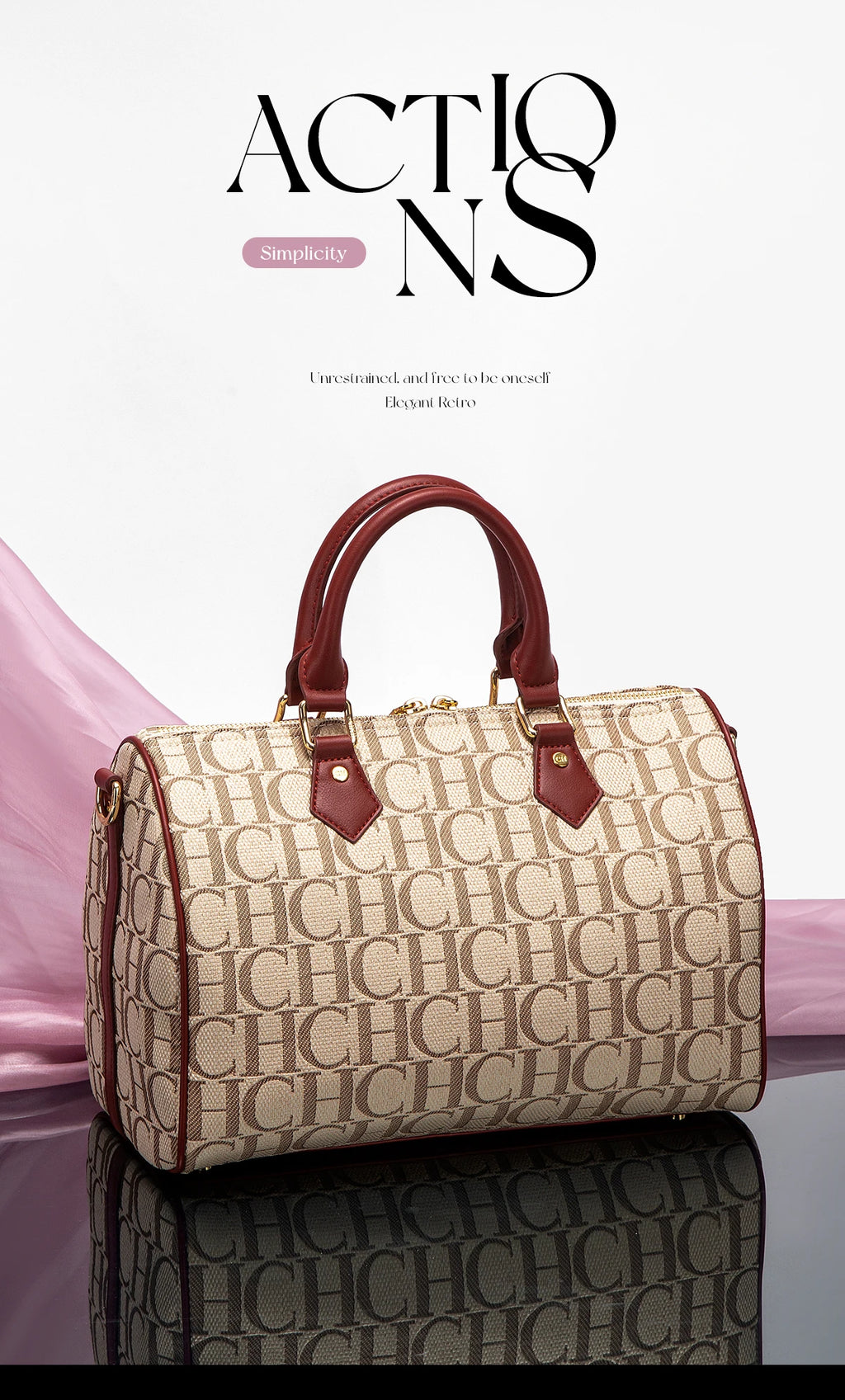 Women's Pillow Bag Autumn/Winter New Collection Letter Handbag Brown Boston Bag