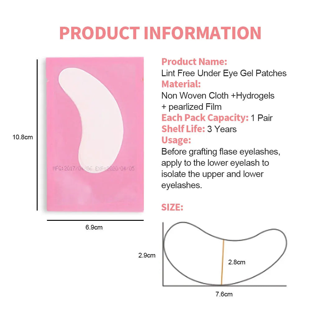 50 pairs of eyelash gel patches for grafting, under-eye extension, and makeup application