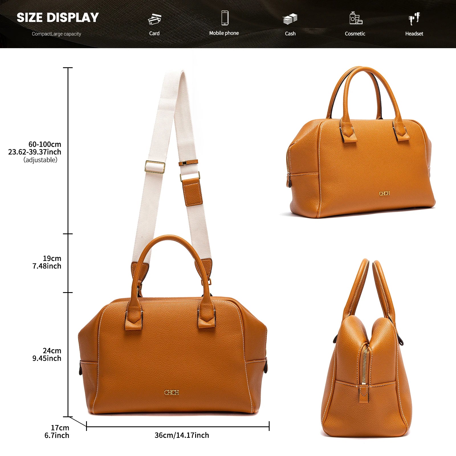 Women's Crossbody Bag Autumn Large Capacity Pillow Bag Hidden Blue Zipper Wide Shoulder Strap Travel Bag