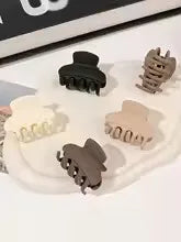 5-Piece Small Flower Hair Claw Clips – Matte Rectangle & Semicircle for Women & Girls