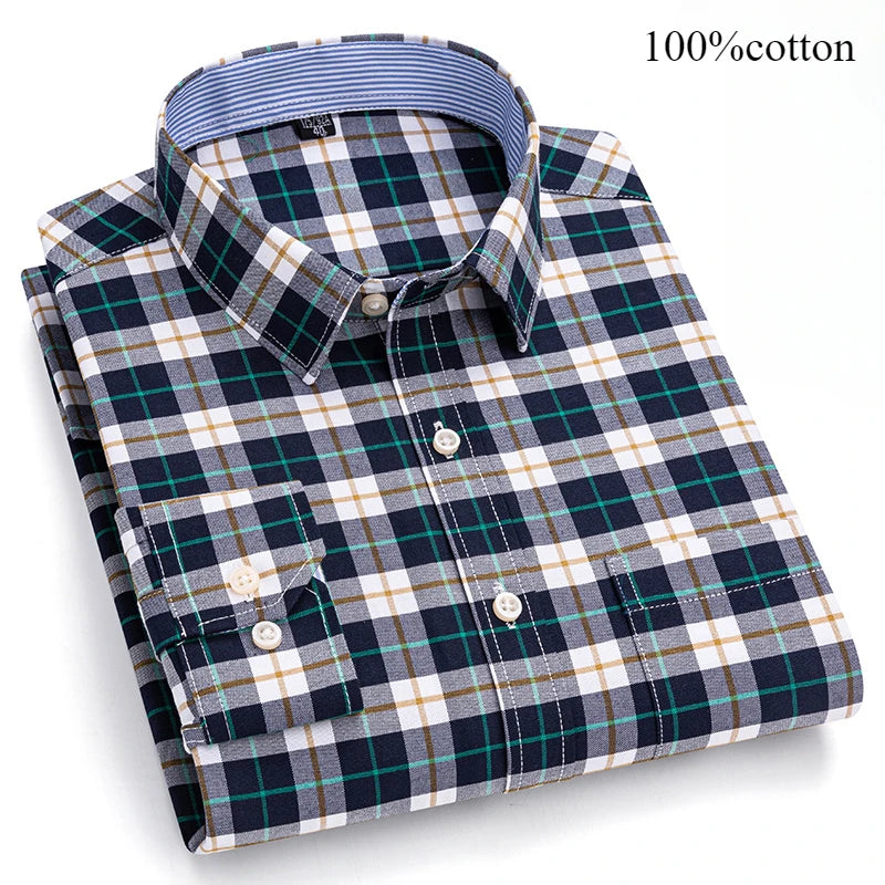 Men's 7XL Oxford Shirt – 100% Cotton, Slim Fit, Soft & Elegant Casual Designer Wear