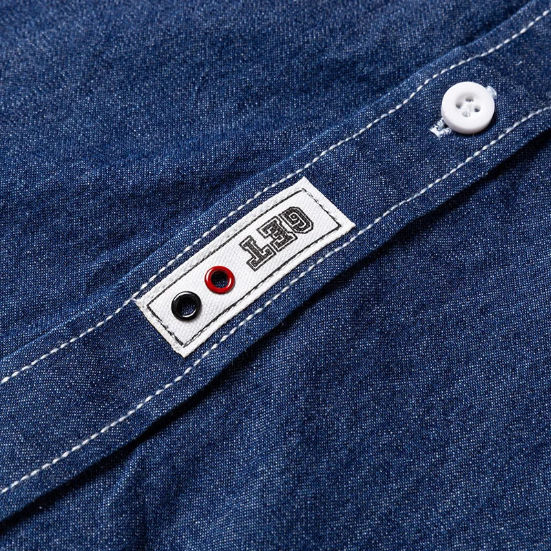 Men’s 100% Cotton Denim Shirt – Long Sleeve, Classic Fit, Pocket Design & Embroidery