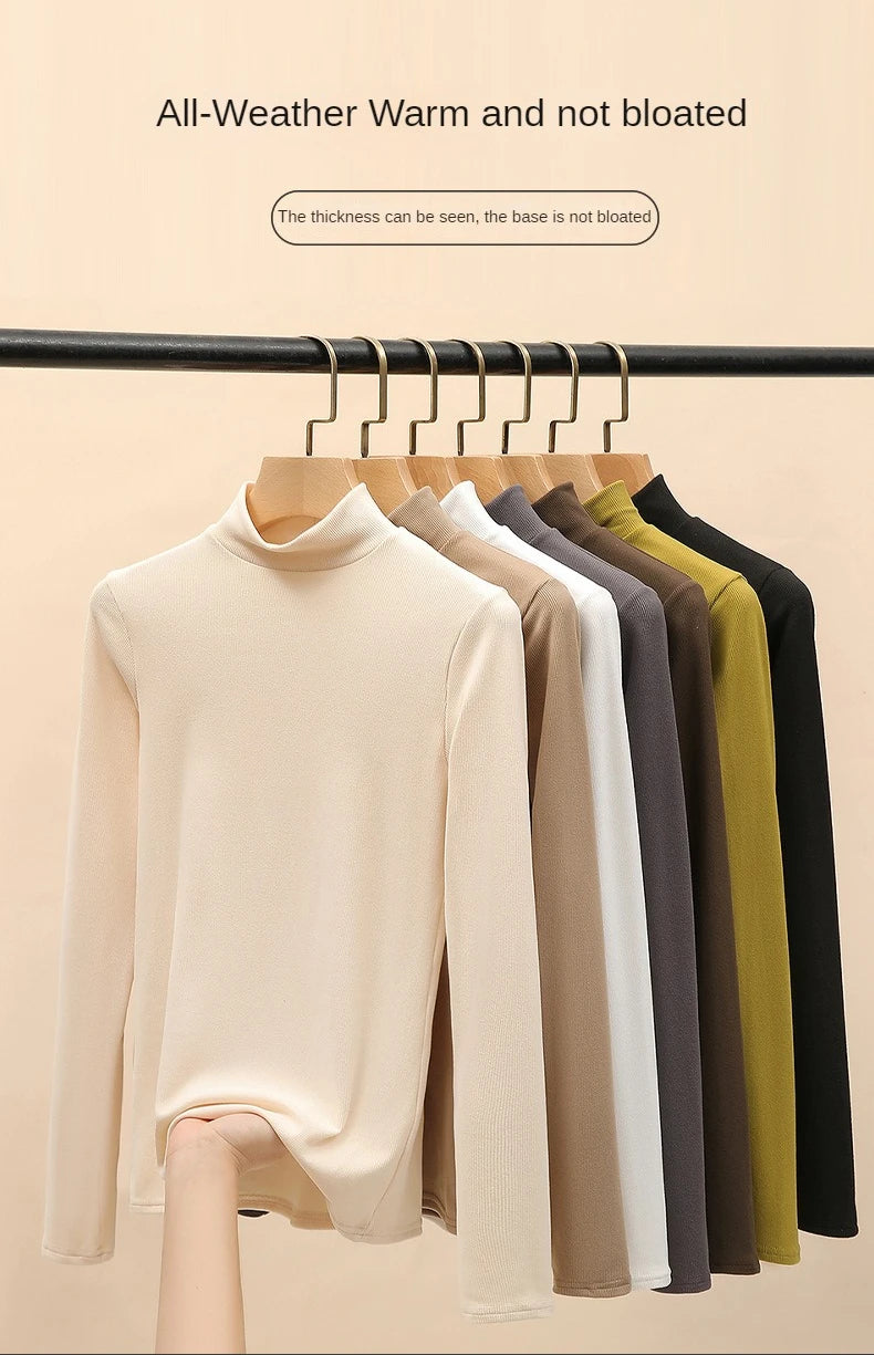 Women's knitted half-turtleneck sweater, slim fit, long sleeves, casual thermal knit top, Korean fashion