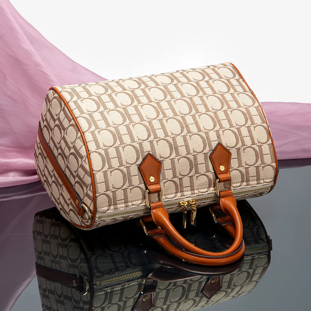 Women's Pillow Bag Autumn/Winter New Collection Letter Handbag Brown Boston Bag