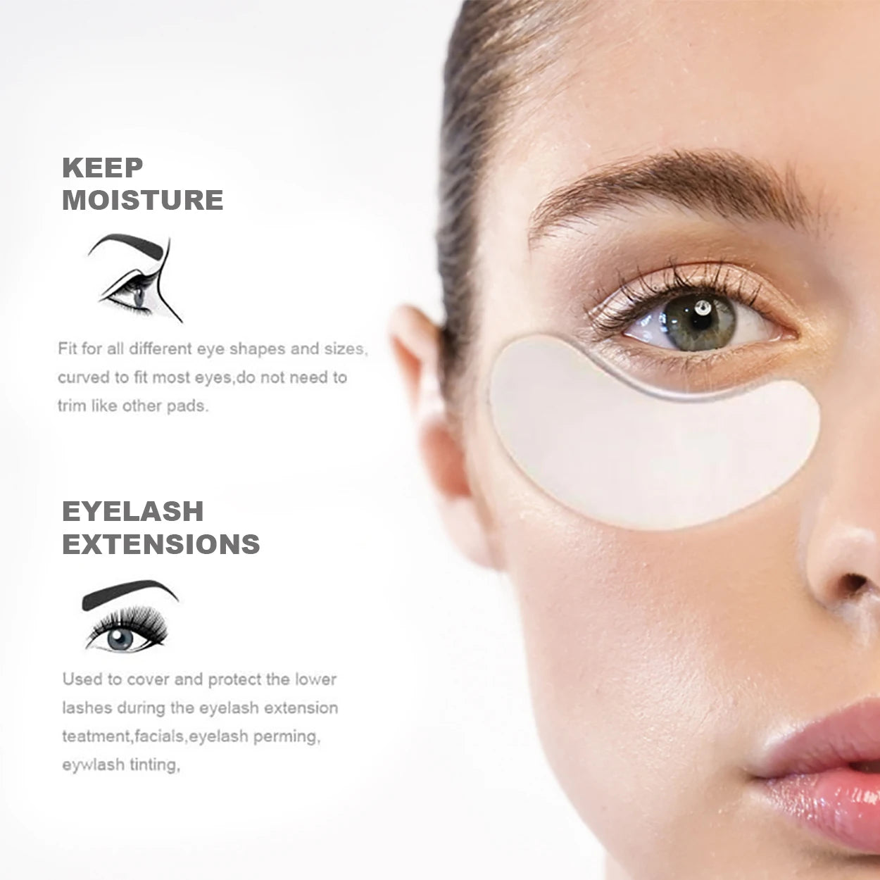 50 pairs of eyelash gel patches for grafting, under-eye extension, and makeup application