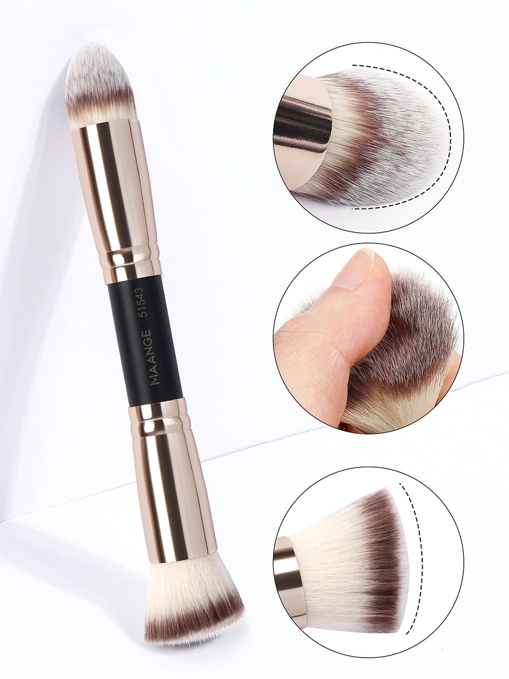 MAANGE 4-Piece Basic Makeup Brush Set – Dual-Ended Foundation, Powder & Eyeshadow with Case