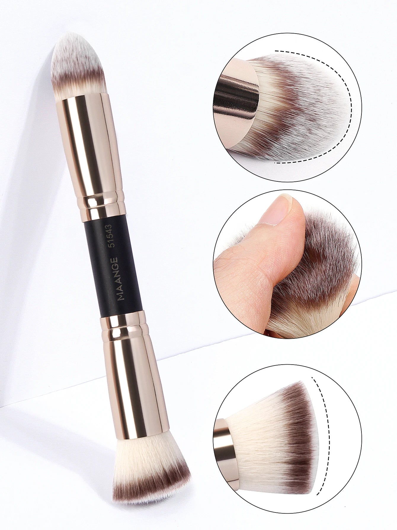 MAANGE 4-Piece Basic Makeup Brush Set – Dual-Ended Foundation, Powder & Eyeshadow with Case