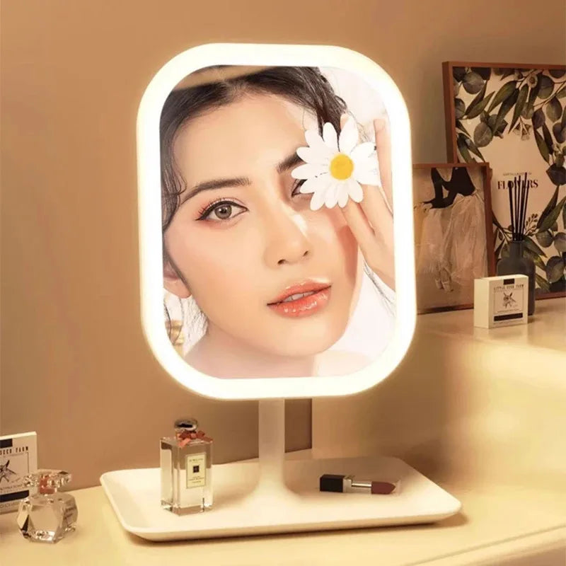 Niche Modern LED Vanity Mirror – 3-Color Touch Makeup Mirror for Bedroom