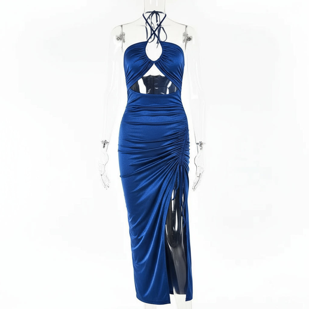 Women's Sleeveless Bodycon Midi Dress – Sexy Backless Party Dress, Elegant Clubwear