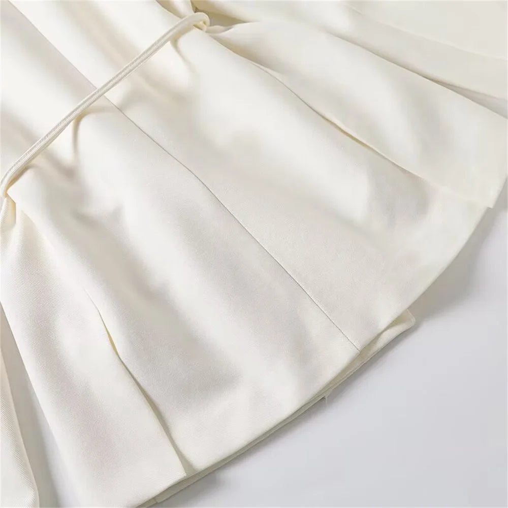 Women's versatile belt decoration long sleeved suit jacket new fashionable high waisted pleated pants casual pants