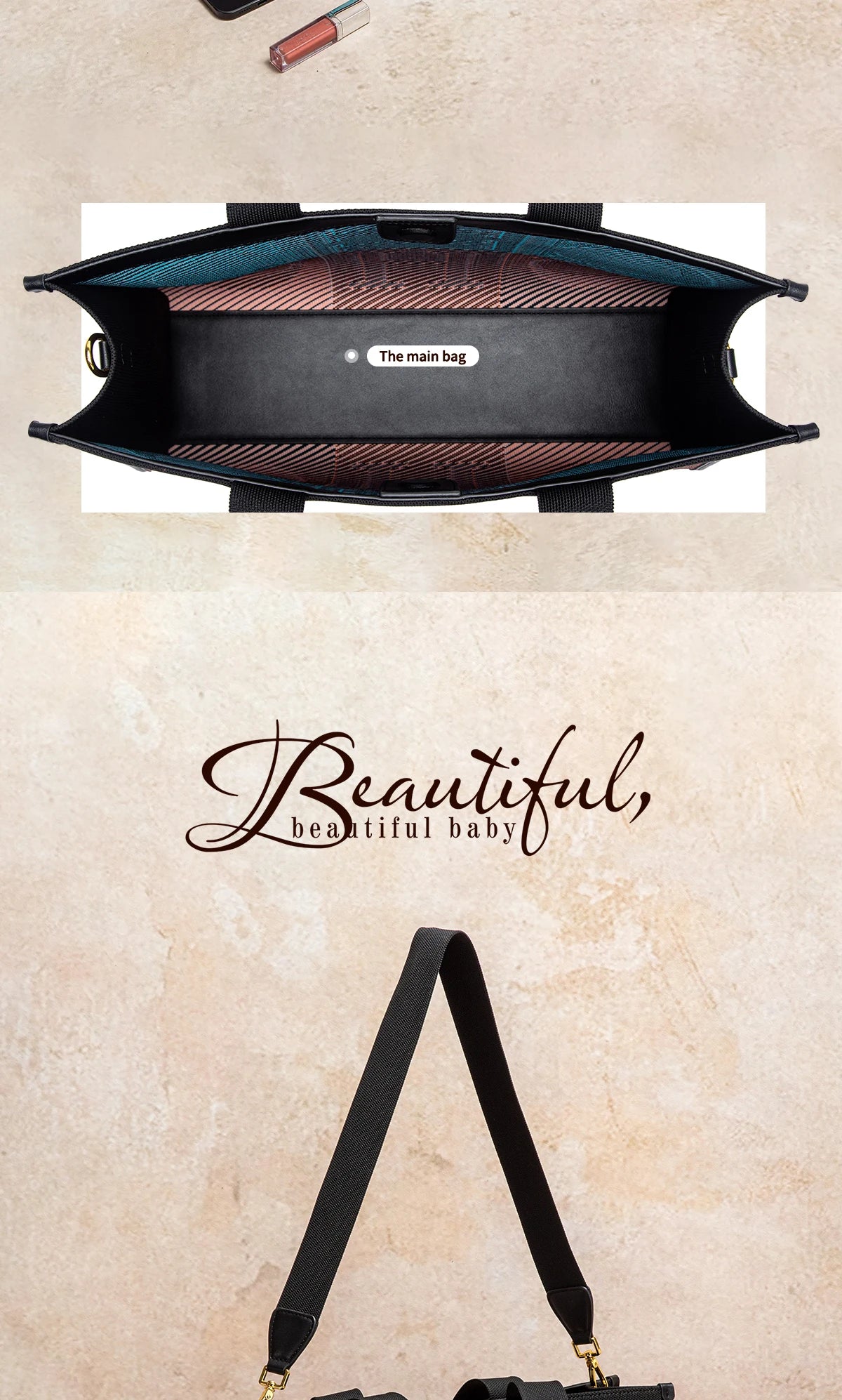 Women's Tote Bag New Letter Eco friendly Large Capacity Handbag Mommy Shopping Bag 42 * 12 * 31cm