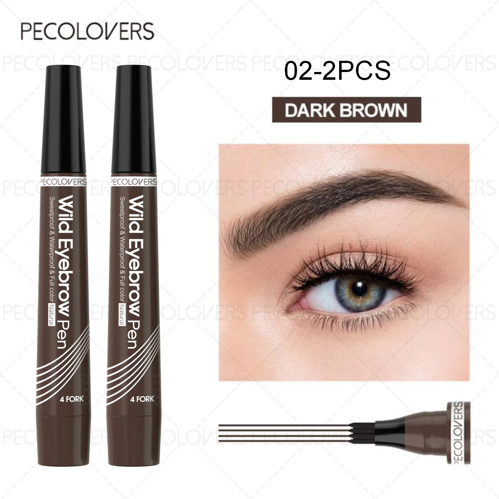 Waterproof 4-Tip Eyebrow Tattoo Pen – 6 Colors, Long-Lasting Liquid Brow Pencil