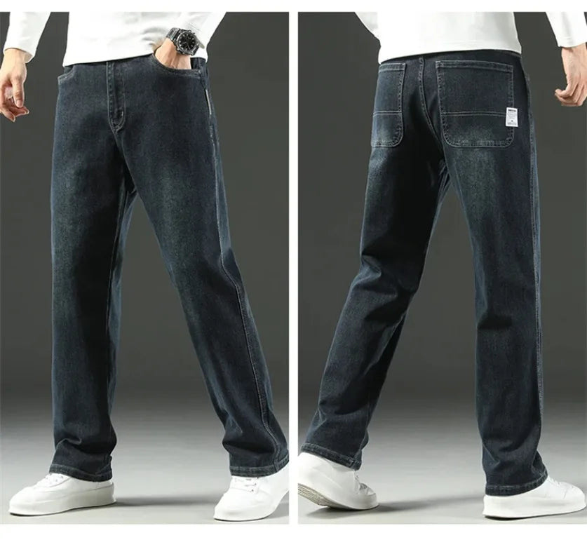 Men’s Jeans – Loose, Comfortable Straight-Leg for Spring/Autumn Business Casual