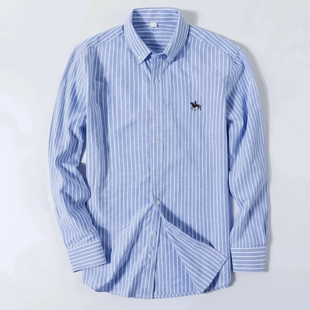 Men's 100% Cotton Oxford Shirt – Long Sleeve Solid Casual Business Dress Shirt