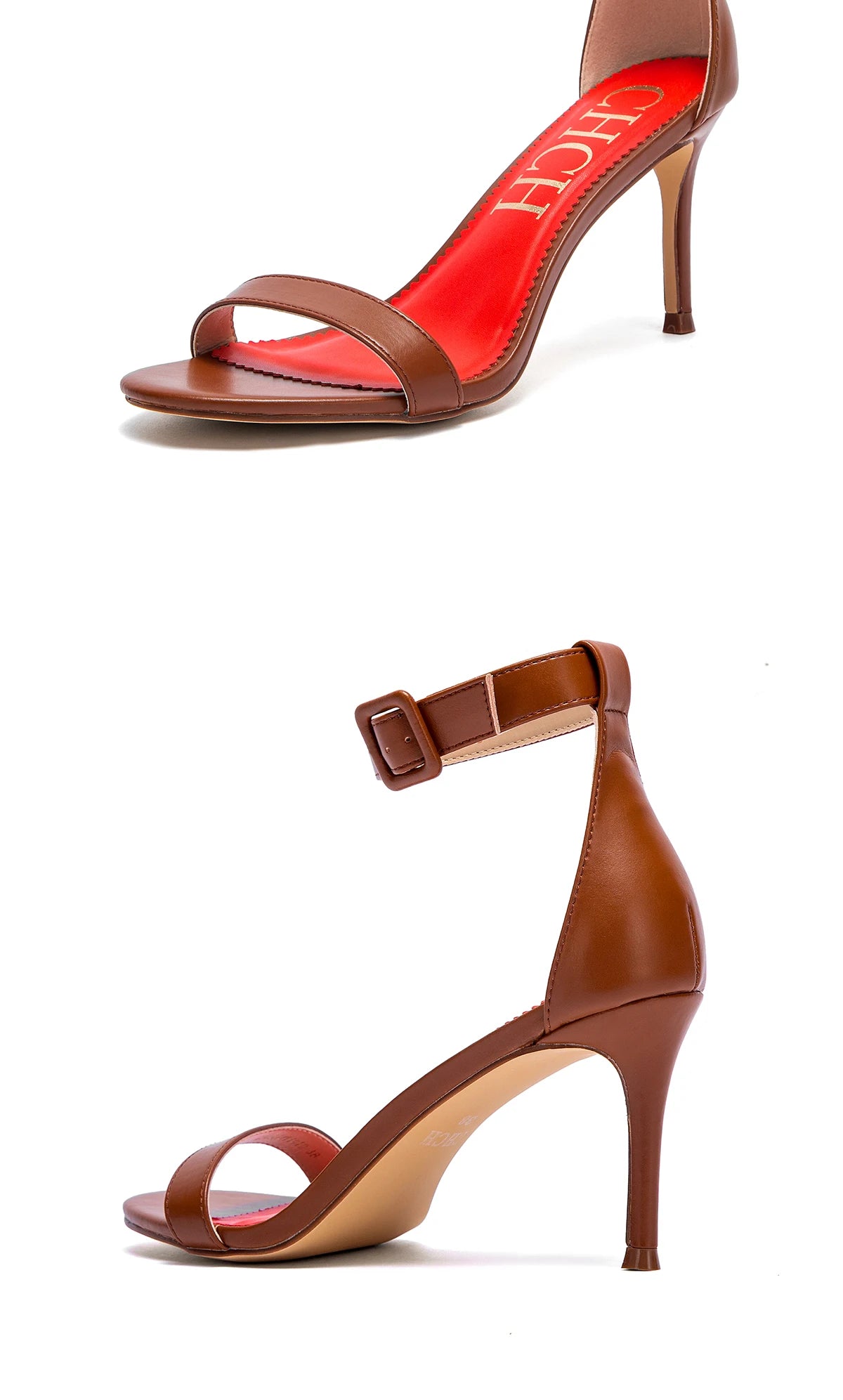 Women's High Heels Flower Ankle Strap Stilettos Round Open Toe Dressy Sexy Sandals 8cm