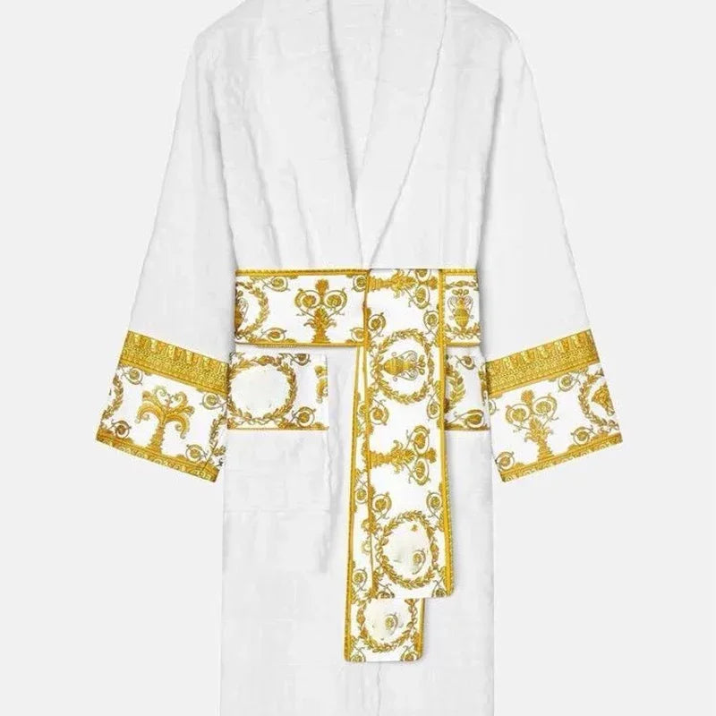 Autumn Winter Bathrobe with Sash, Long Sleeve, Pockets, Nightgown for Men & Women