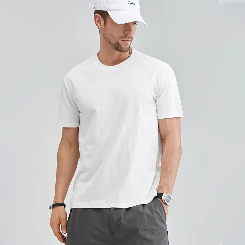 Oversized Cotton T-Shirt – Casual, High-Quality, Solid Color, Short Sleeve Tee for Men