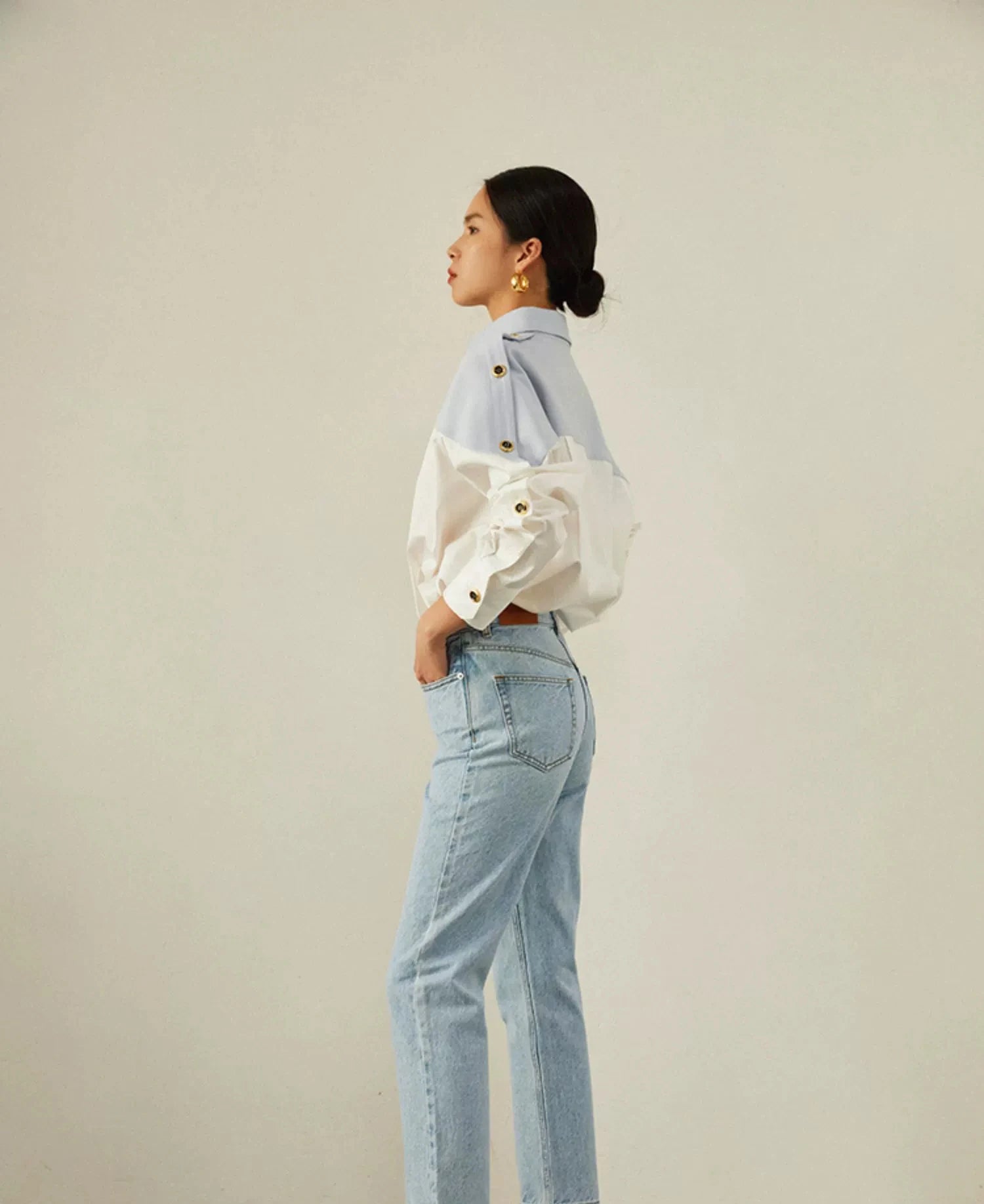 Women's Shirt High Quality Splicing Color Contrasting Long Sleeve Business Shirt Commuter Women's Wear