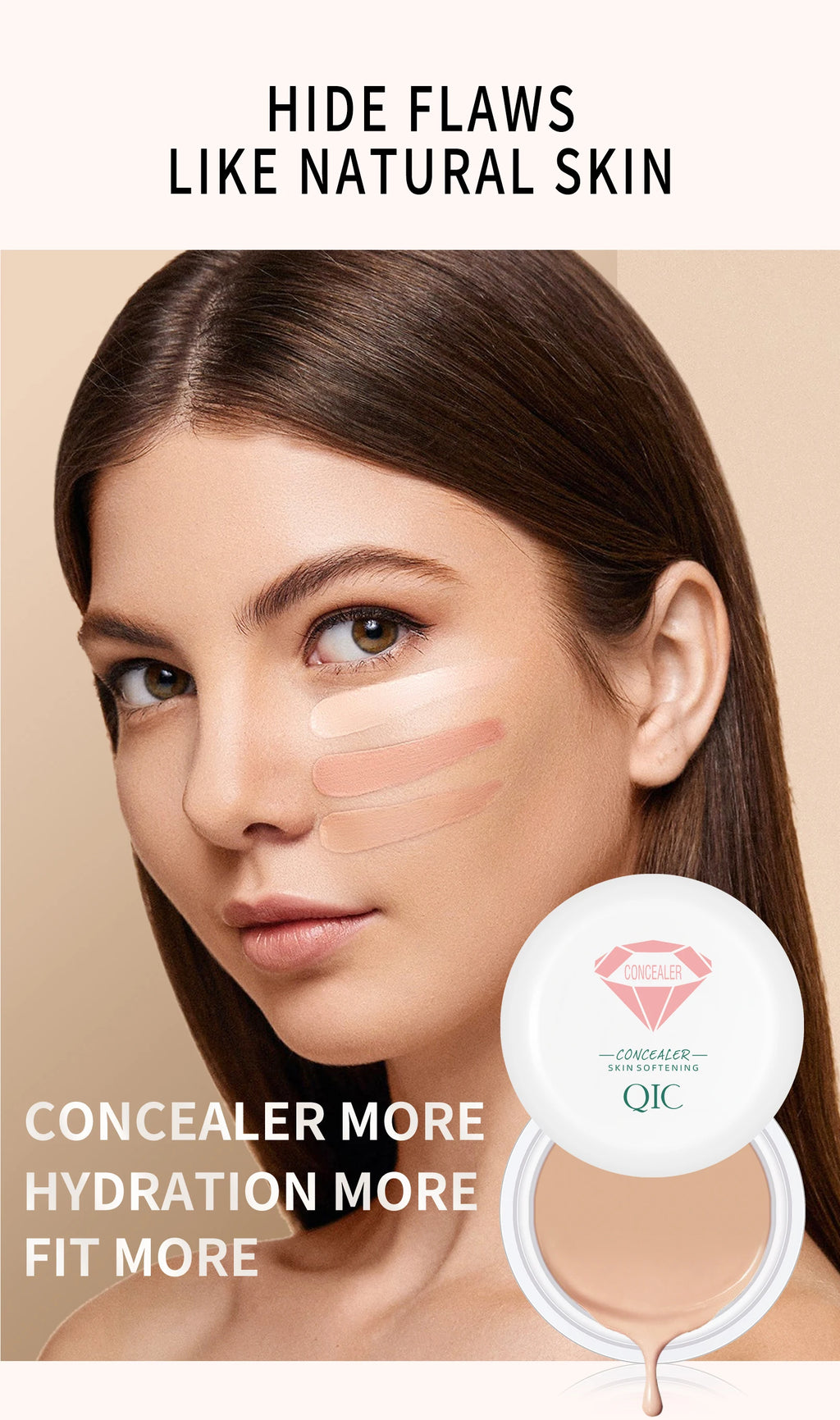 High-Coverage Concealer & Foundation – Anti-Dark Circle, Waterproof BB Cream