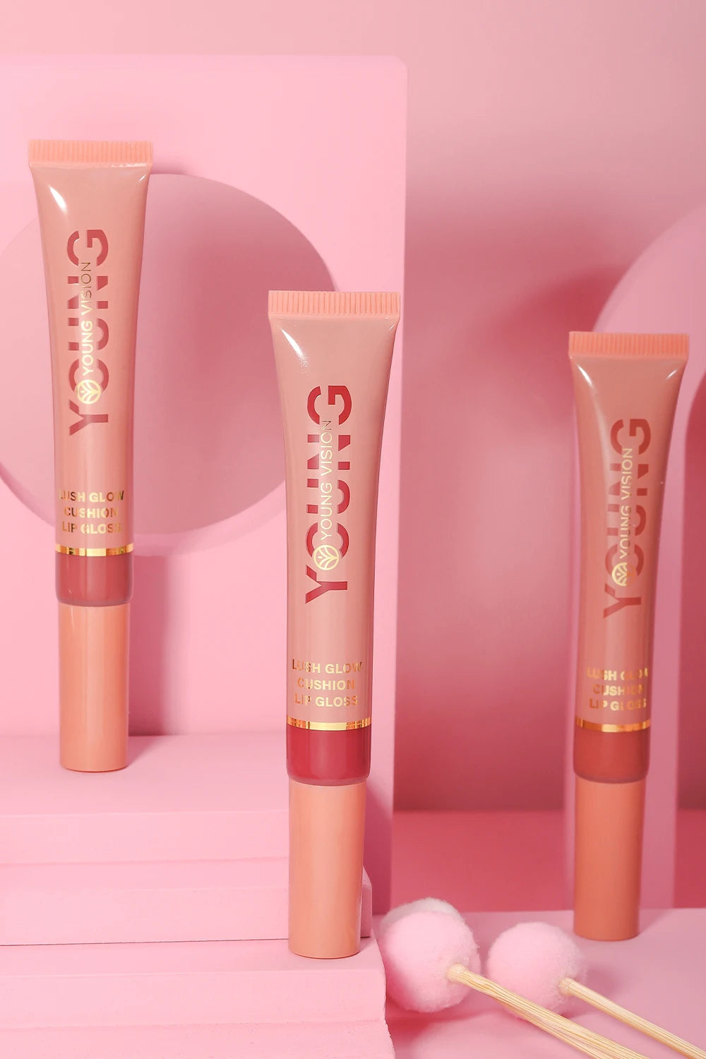 YOUNG VISION 6-Color Liquid Lip Gloss – Brightening, Moisturizing with Plush Brush