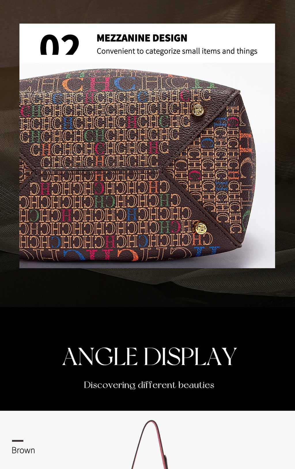 Women's Handbag New Drawstring Bucket Bag Coffee Color Letter Printed Wallet