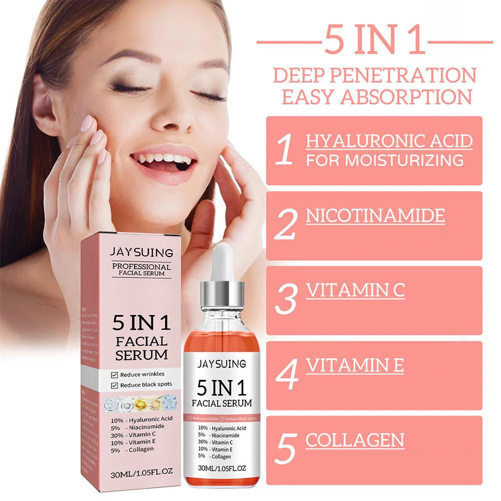 5-in-1 Face Serum – Vitamin C & Hyaluronic Acid for Glowing Skin