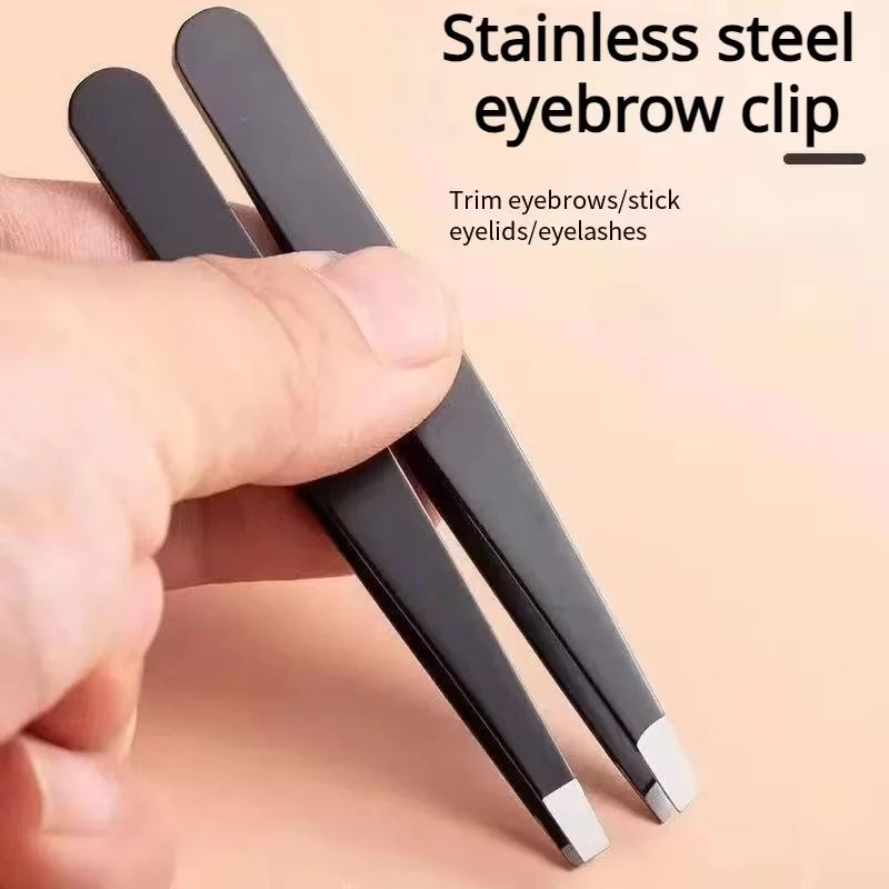 Stainless steel eyebrow tweezers for precise hair removal and shaping, durable and comfortable grip