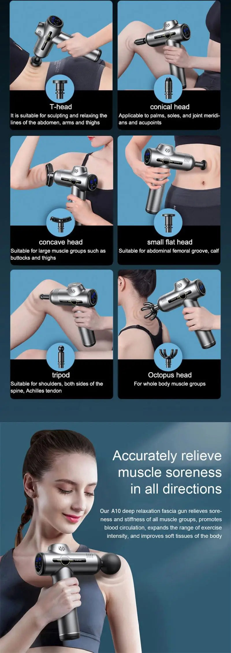 Portable Fascia Massage Gun – Vibration Therapy for Body, Neck & Back