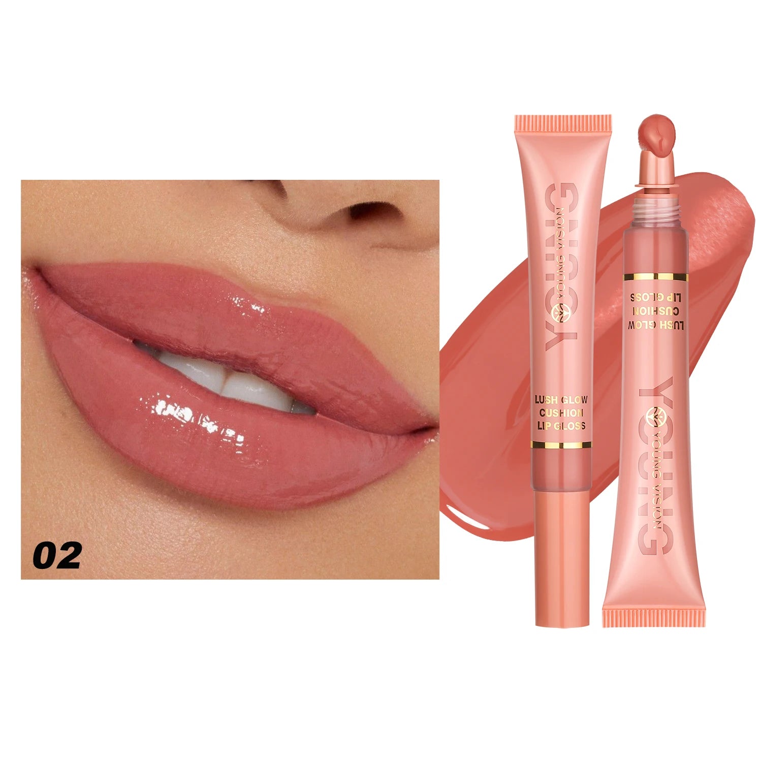 YOUNG VISION 6-Color Liquid Lip Gloss – Brightening, Moisturizing with Plush Brush