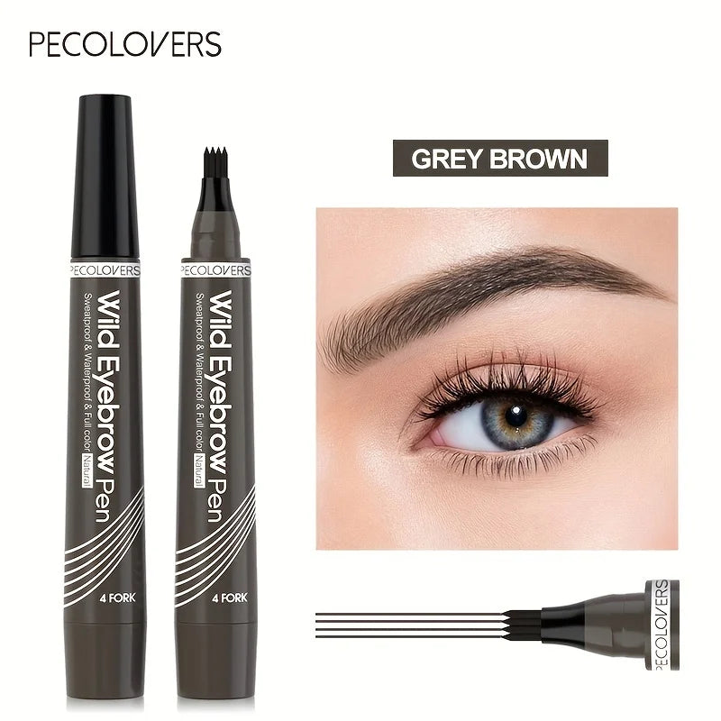Waterproof 4-Tip Eyebrow Tattoo Pen – 6 Colors, Long-Lasting Liquid Brow Pencil