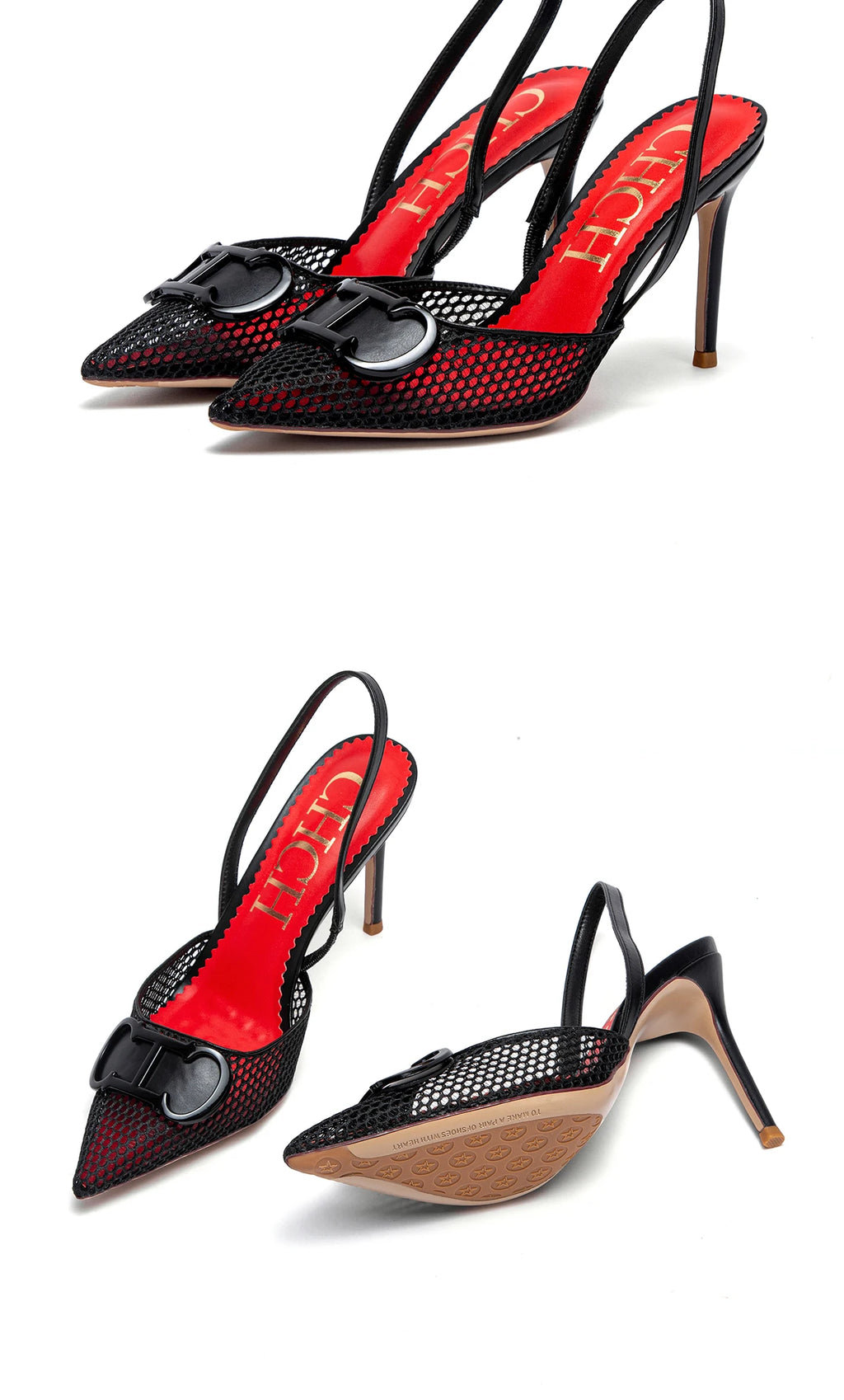 Women's High Heels Breathable Mesh Black Business Sandals 9cm