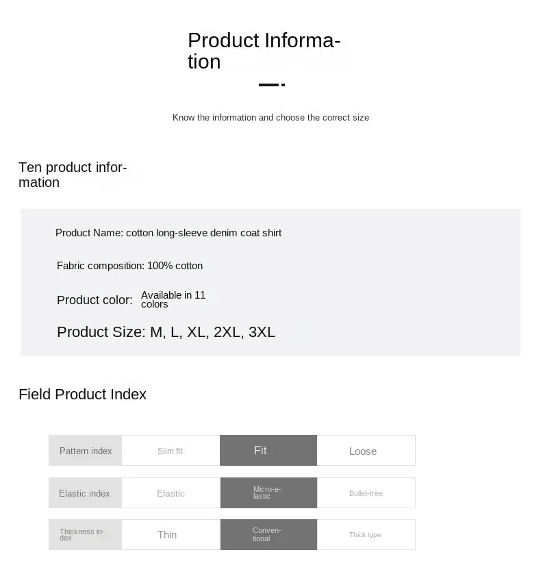 Men’s 100% Cotton Denim Shirt – Long Sleeve, Classic Fit, Pocket Design & Embroidery