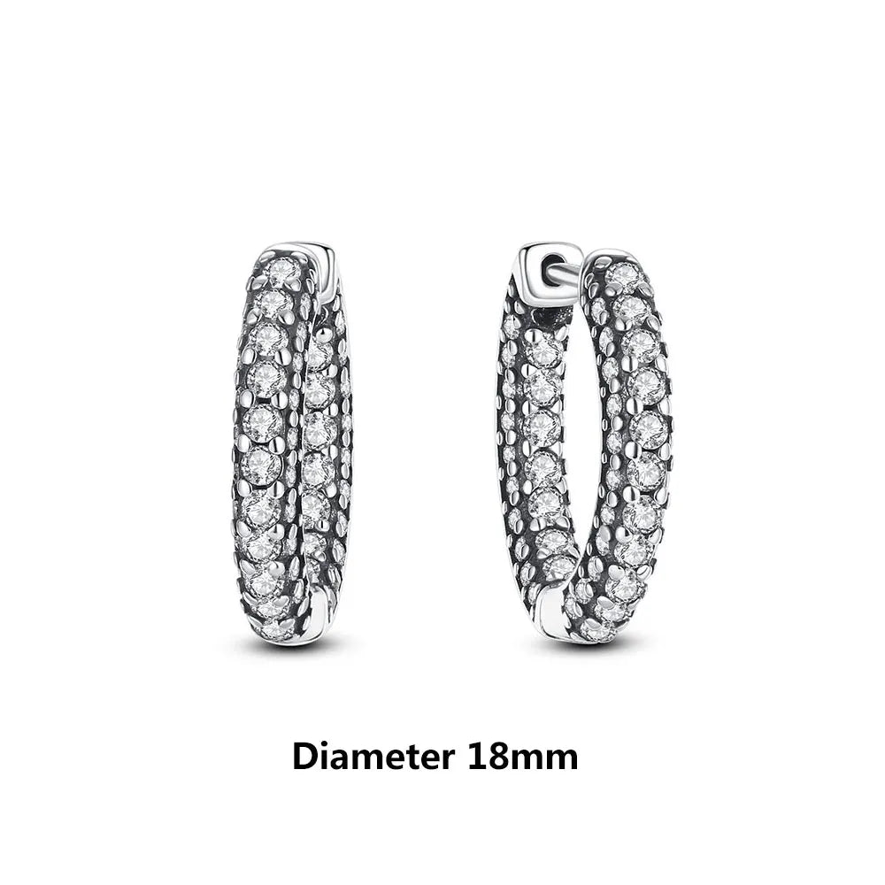 925 Sterling Silver Earrings – Stud & Hoop Set with Crystal, Heart, Crown, Bee & Infinity Designs