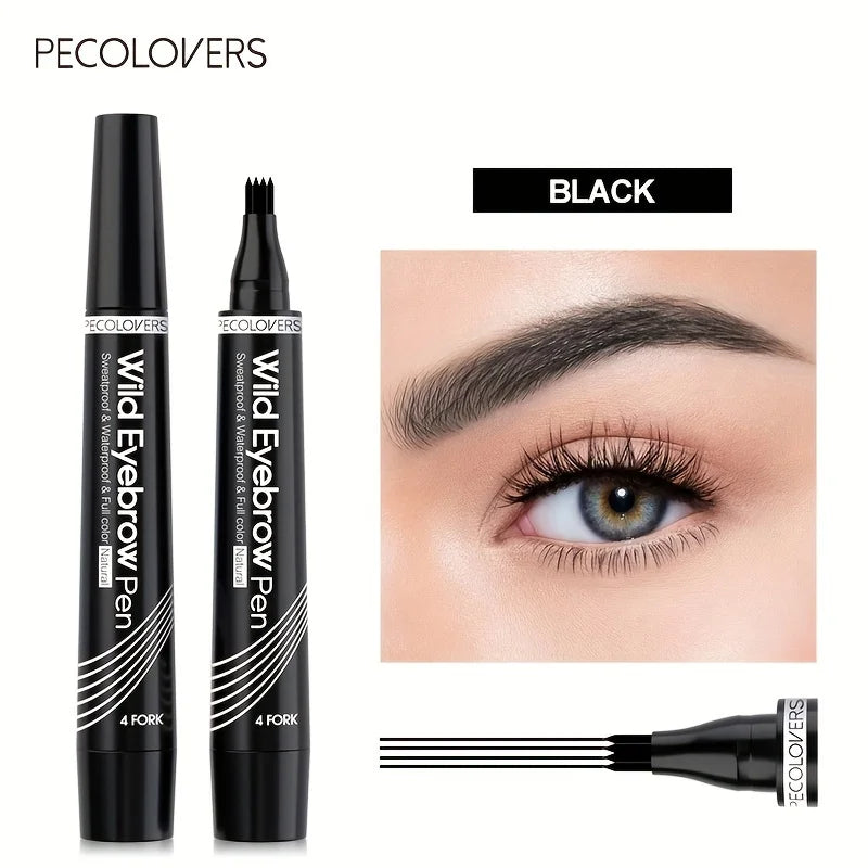 Waterproof 4-Tip Eyebrow Tattoo Pen – 6 Colors, Long-Lasting Liquid Brow Pencil
