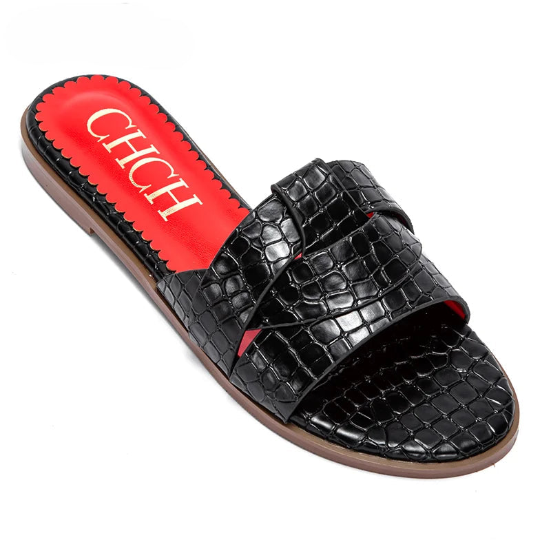 Women's Slippers Simple Cross Belt Design Beach Shoes