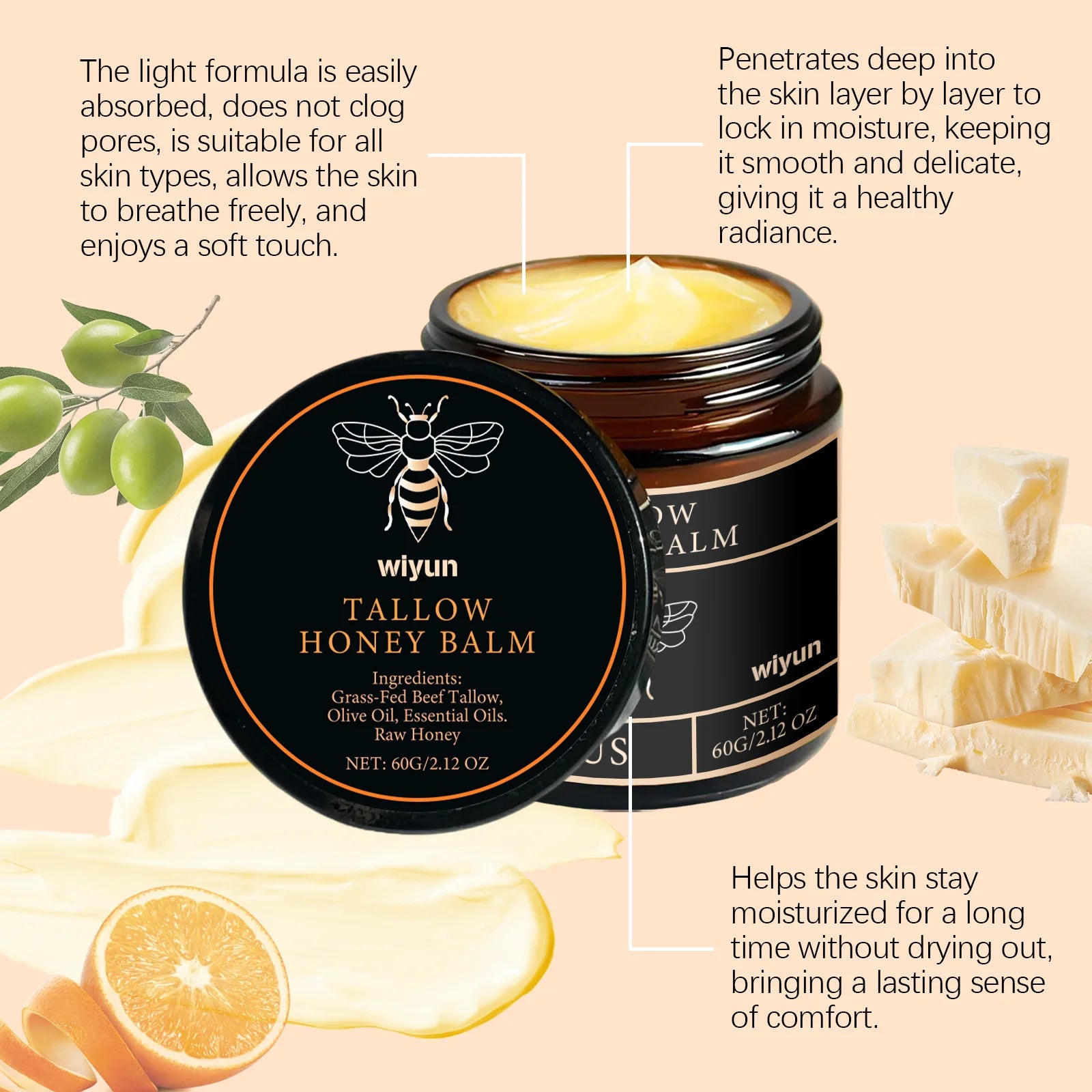 Tallow Honey Glow Cream – Hydrating & Firming Lotion for Face & Body