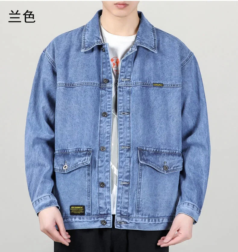 Men’s Casual Loose-Fit Denim Jacket – Spring/Autumn American Style