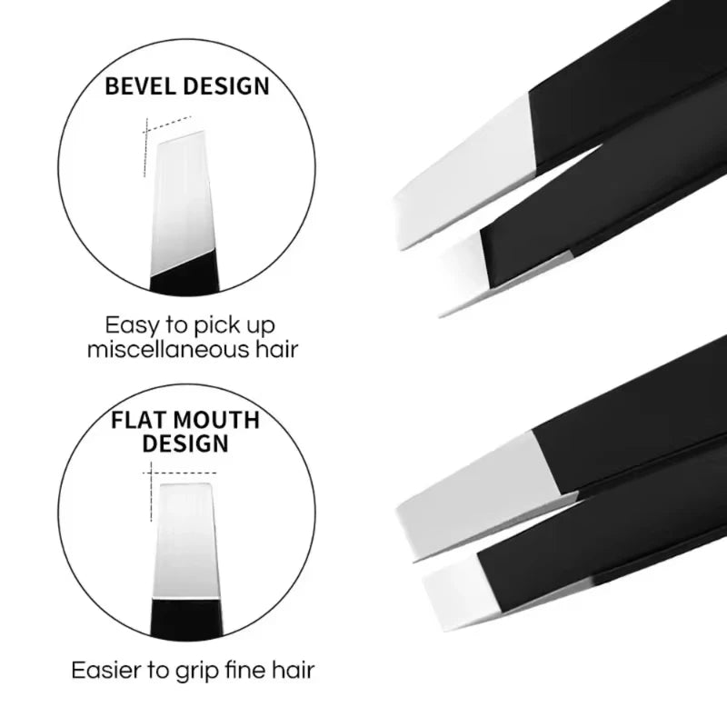 Stainless steel eyebrow tweezers for precise hair removal and shaping, durable and comfortable grip