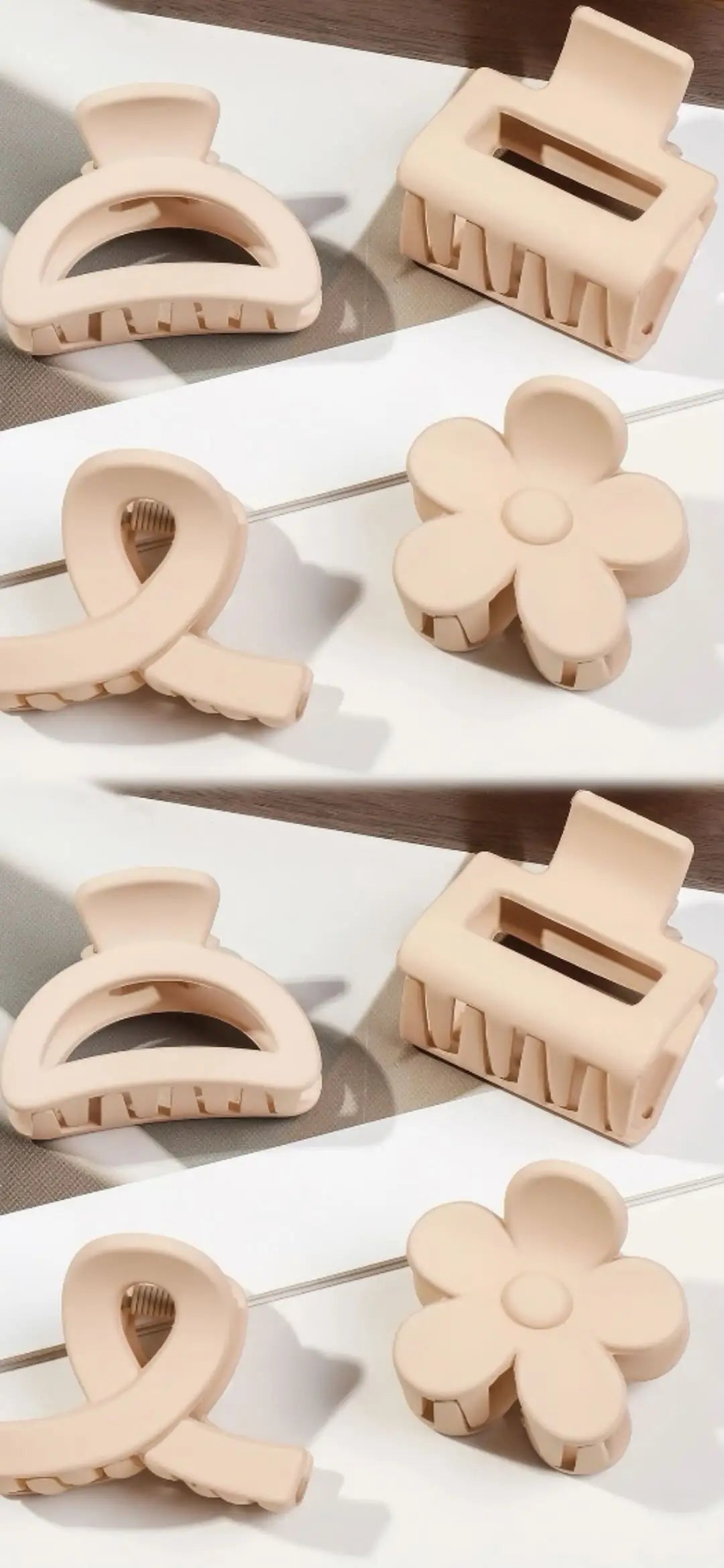 5-Piece Small Flower Hair Claw Clips – Matte Rectangle & Semicircle for Women & Girls