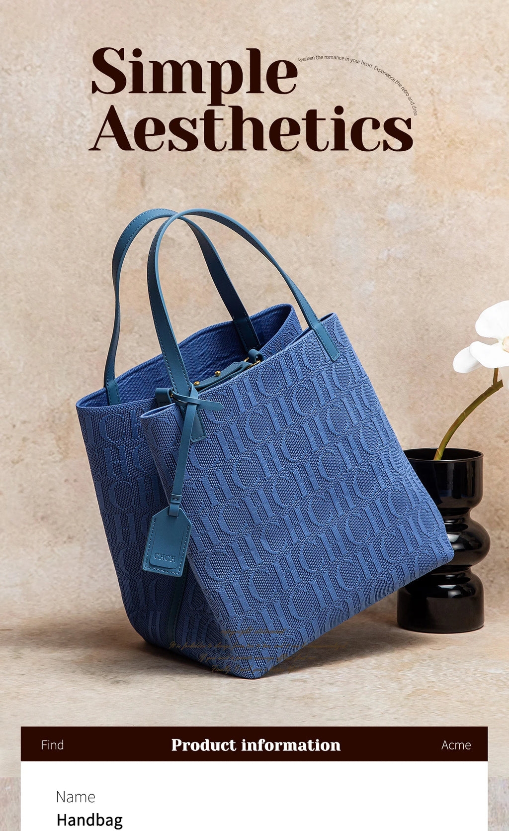 Tote Bag New Large Capacity Black Simple Knitted Shopping Bag 27*20*28cm