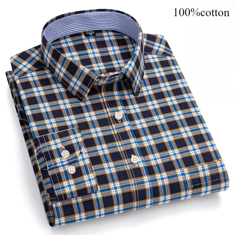 Men's 7XL Oxford Shirt – 100% Cotton, Slim Fit, Soft & Elegant Casual Designer Wear