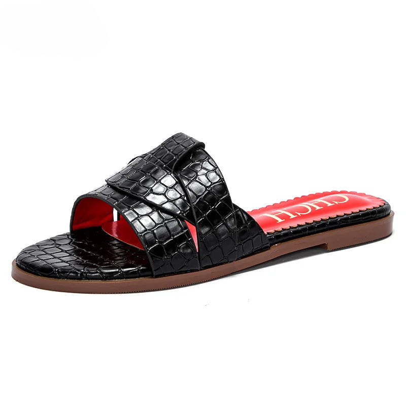 Women's Slippers Simple Cross Belt Design Beach Shoes