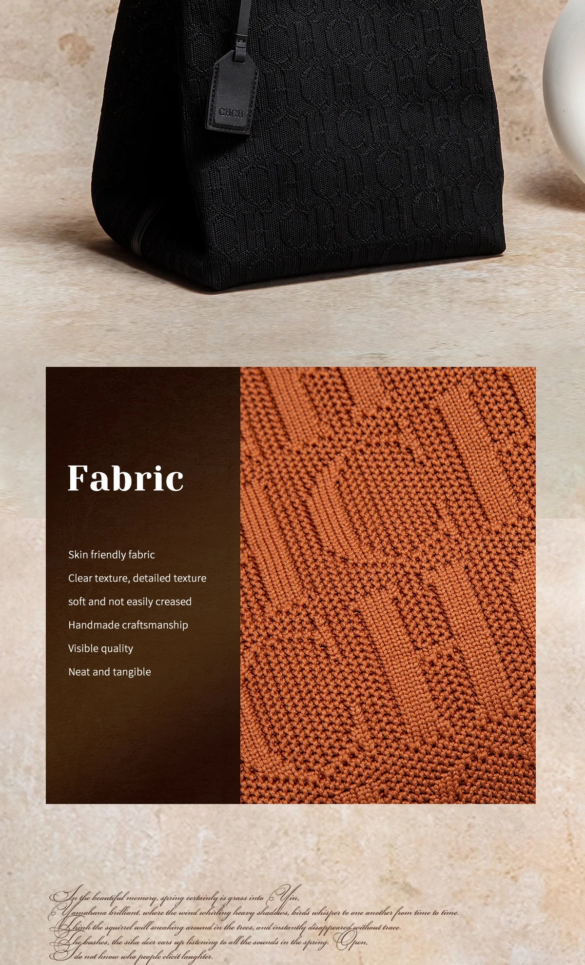 Tote Bag New Large Capacity Black Simple Knitted Shopping Bag 27*20*28cm