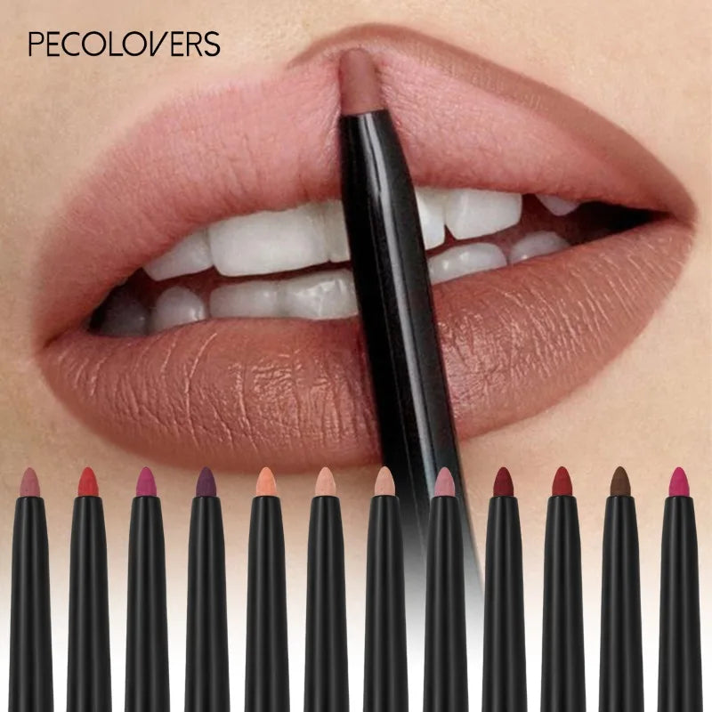 Waterproof Matte Lip Liner – Long-Lasting, Moisturizing, 12 Colors