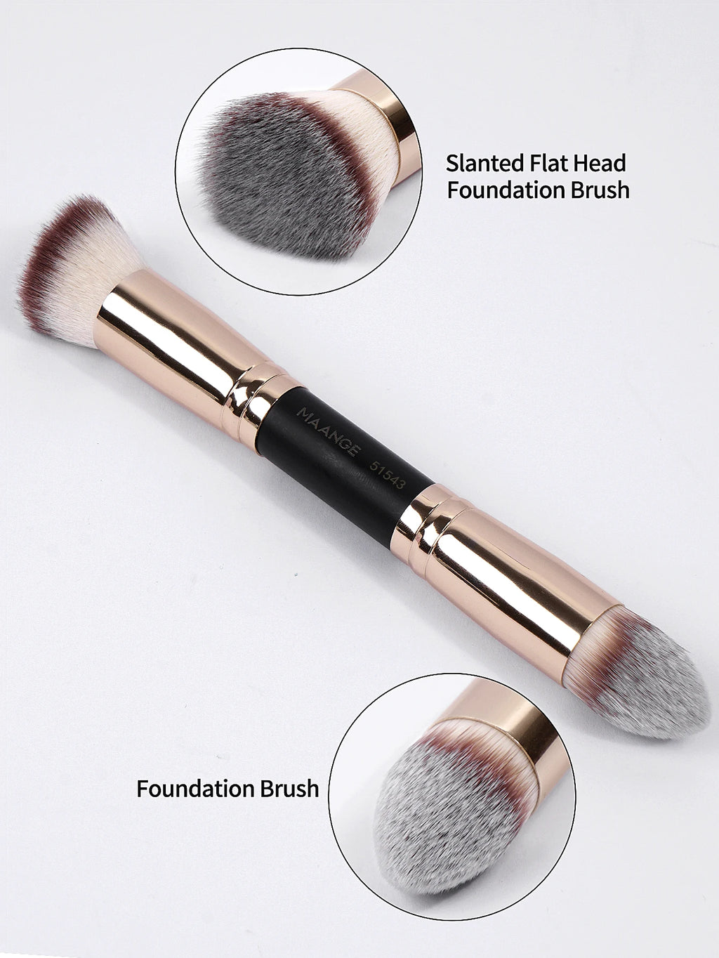 MAANGE 4-Piece Basic Makeup Brush Set – Dual-Ended Foundation, Powder & Eyeshadow with Case